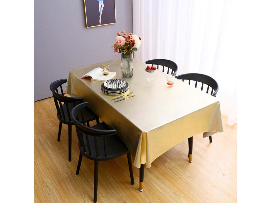 Mantel Retangular De Pvc Resistente À Água E Óleo, 60x84 Polegadas, Dourado Brilhante Para Mesa De Jantar, Festas E Acampamento