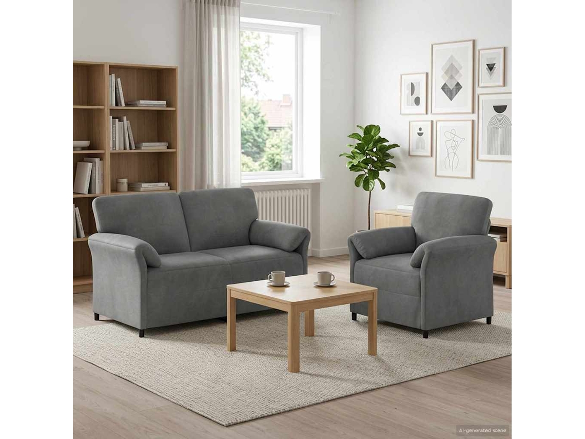 Vidaxl Conjunto De Sofás 2 Unid. Cinzento-escuro Veludo