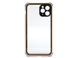 Funda antiparpadeo para iPhone 11 Pro, com absorção magnética e vidro temperado na frente e trás, dourada S/MARCA