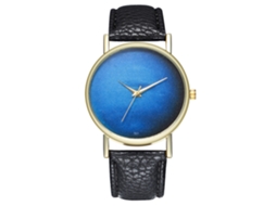 Relógio feminino Zhoulianfa, modelo simples, redondo, preto, analógico, de quartzo, com pulseira de PU.