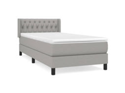 Cama com Molas e Colchão Tecido Cinzento Claro MAISON EXCLUSIVE (90x190 cm)