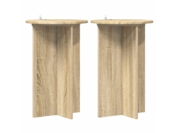 Conjunto 2 Suporte Moderno Para Plantas Vidaxl Castanho Derivados De Madeira (ø40 X 60 Cm)