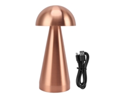 Lâmpada de Mesa em Forma de Cogumelo Led Dimmable Sem Fio Recarregável 3 Temperaturas de Cor Ouro Rosa