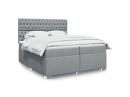 Vidaxl Cama Com Molas/colchão 200x200 Cm Tecido Cinza-claro
