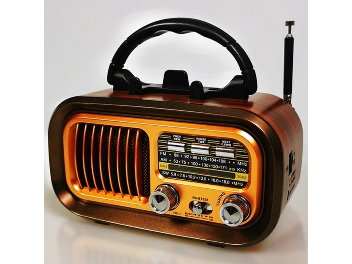 Rádio Retro Portátil Com Bluetooth E Bateria Com Longa Duração Para Interior E Exterior