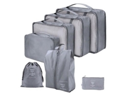 Organizador de Malas, 7 Peças, Bolsas de Viagem Cinza AQUAFORGE