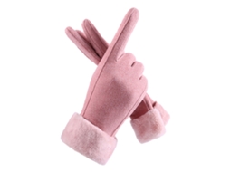 Luvas De Inverno Com Toque Na Tela Dedos Completos Acolchoadas Quentes Para Corrida Ciclismo Mulheres Rosa