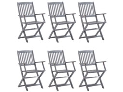 Maison Exclusive - Cadeiras Exterior Dobráveis C/ Almofadões 6 Pcs Acácia Maciça