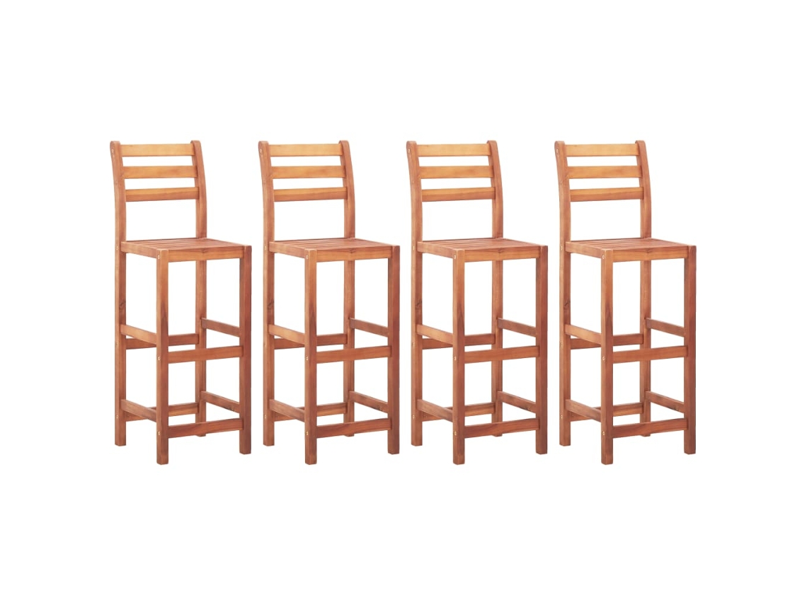 Vidaxl Cadeiras De Bar 4 Pcs Madeira De Acácia Maciça