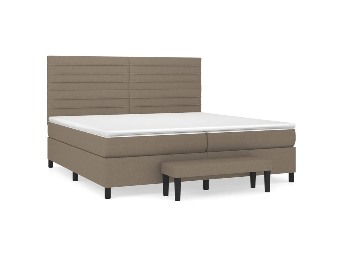 Conjunto 1 Cama Box Spring Vidaxl Marrom-acinzentado Tecido (203 X 200 X 128 Cm)