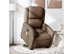 Vidaxl Poltrona Elétrica Elevatória Massagens Tecido Castanho