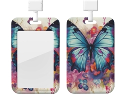 Porta Crachá Com Estampa Floral E De Borboletas, Com Cordão, Capa Plástica Impermeável Cartão, Ideal Trabalho