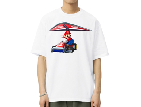 T-Shirt de Homem VREEL Super Mario Algodão Branco (S)