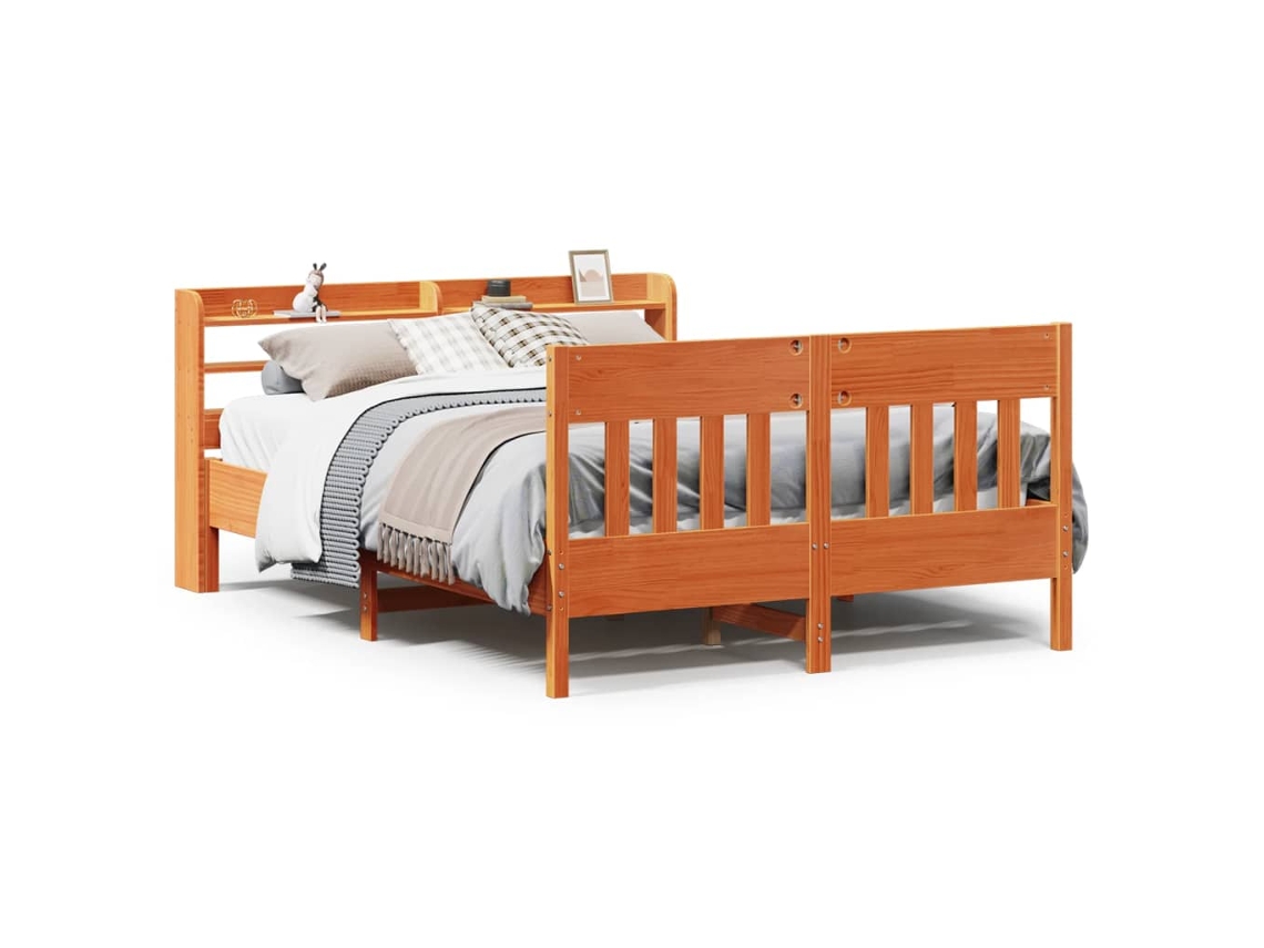 Bed Frame, Bed Frames Vidaxl Marrom Madeira De Pinho (150 X 200 Cm)