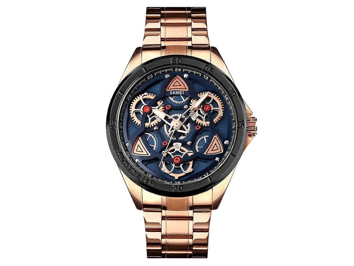 Relógio Masculino Skmei 1678 À Prova D'água Com Movimento De Quartzo E Mostrador Giratório Com Engrenagens.