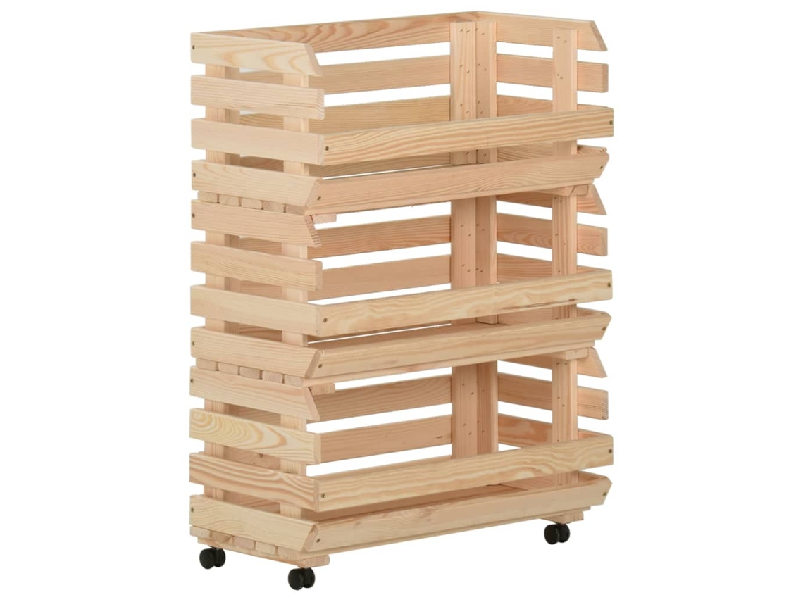 Vidaxl Carrinho Para Vegetais 57x30x80 Cm Madeira De Pinho Maciça