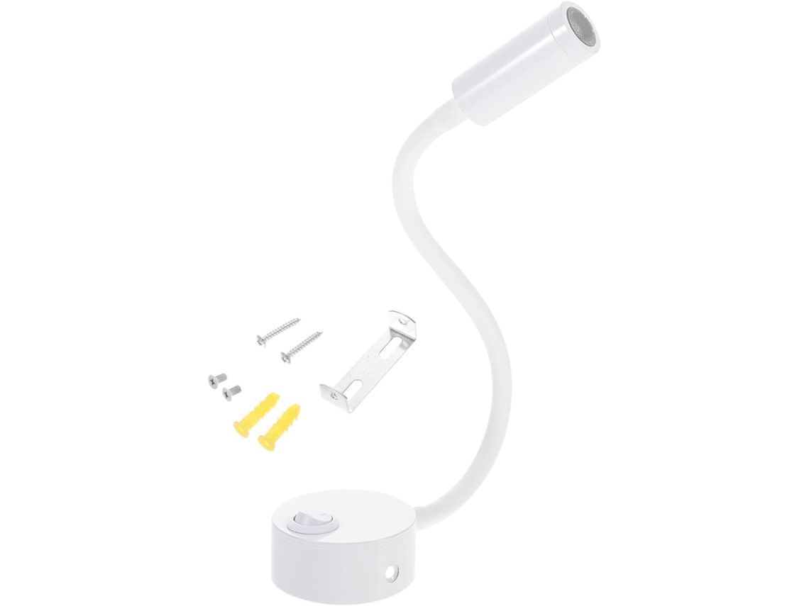 Luminária De Cabeceira Alipis, Com Braço Flexível, Led, 3w, Proteção Para Os Olhos, Fácil De Instalar, Em Metal E Abs