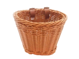 Cesta Dianteira para Bicicleta, Rattan, Cor Marrom, para Compras, Piqueniques, Deslocamentos Urbanos e Armazenamento no Guidão AQUAFORGE