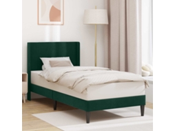 Vidaxl Estrutura Da Cama Com Cabeceira Verde-escuro 90 X 190 Cm Veludo