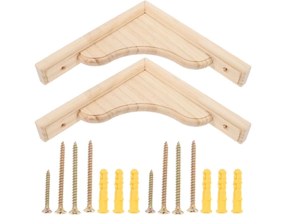Suporte Triangular de Madeira para Prateleira de Parede, Suporte Decorativo Flutuante para Prateleira de Canto, Fixado com Parafusos. SFUSHOS