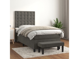 Vidaxl Cama Com Molas/colchão 90x190 Cm Veludo Cinza-escuro