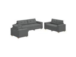 Conjunto 3 Sofás Para Sala De Estar Vidaxl Cinzento Linho (221 X 80 X 80 Cm)