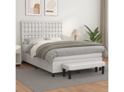 Vidaxl Cama Com Molas/colchão 140x190 Cm Couro Artificial Branco