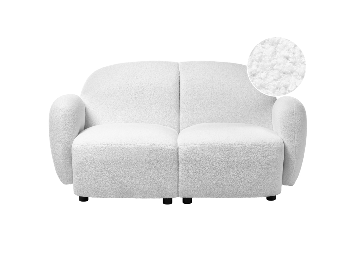 Sofá De 2 Lugares Beliani Jule De Bouclé Branco 151x82x77