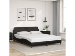 Vidaxl Estrutura De Cama Dover 160x200 Cm Couro Artificial Preto