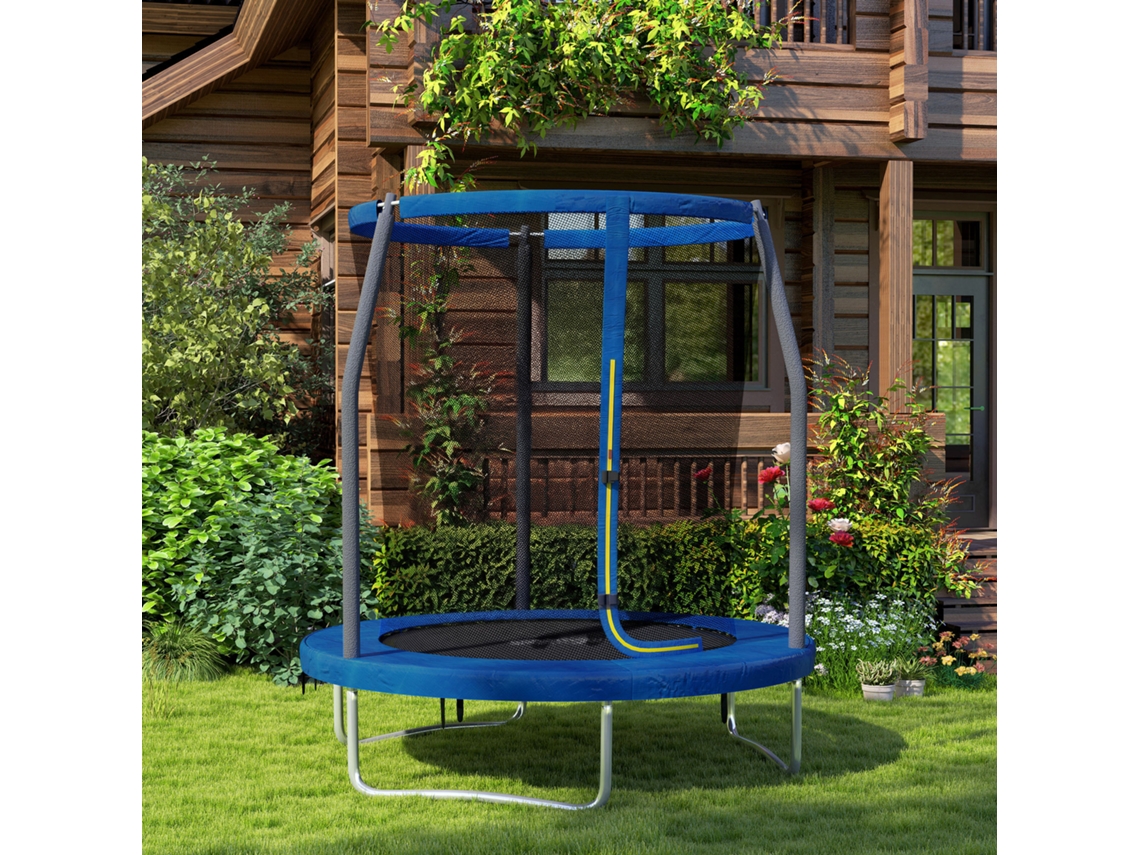 Cama Elástica Infantil Com Rede De Segurança Ø183x200 Cm Azul