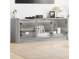 Móvel De Tv | Armário Tv | Móvel Para Tv C/ Portas De Vidro 102x37x42 Cm Cinza Sonoma Cfw252253 Lovely Home