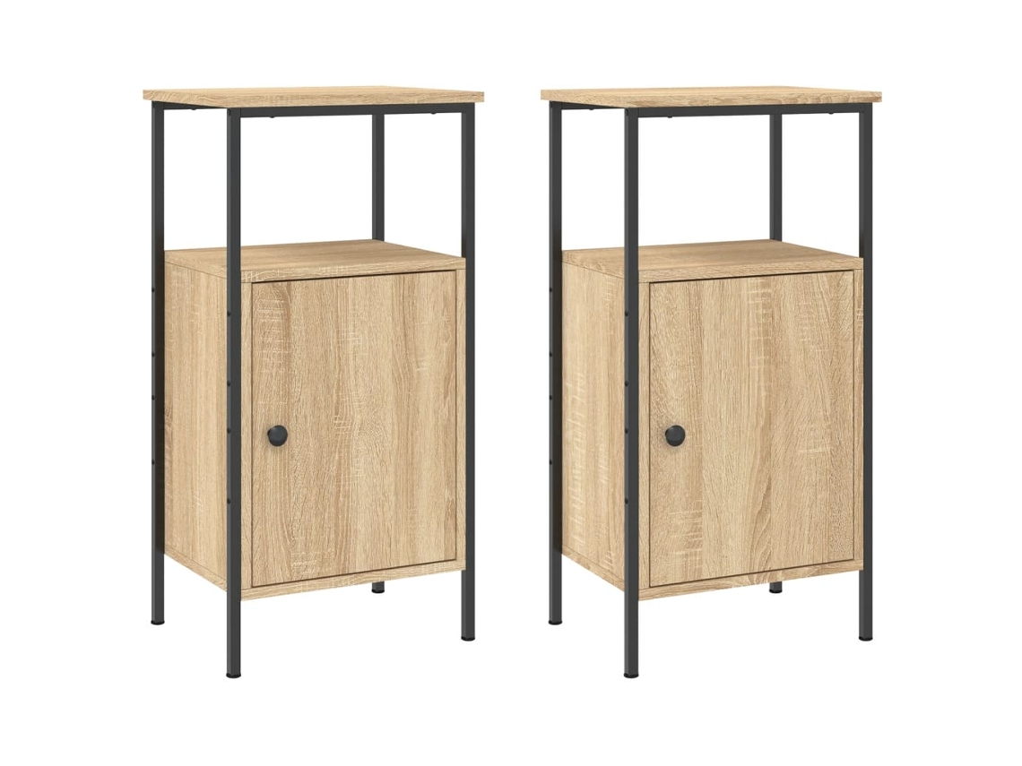 Bedside Cabinet, Bedside Cabinets Vidaxl Marrom Madeira Processada (n/a)