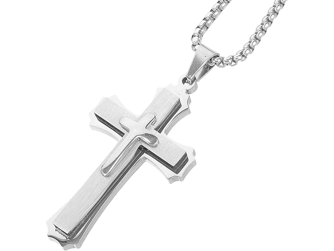 Pingente De Cruz Em Metal Prateado Para Espelho Retrovisor De Carro