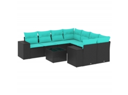 Conjunto de Sofá de Jardim, 5 Peças, Almofadas, Rattan Preto MAISON EXCLUSIVE