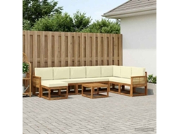 Vidaxl Conjunto De Sofás Para Exterior 9 Pcs Natural E Creme