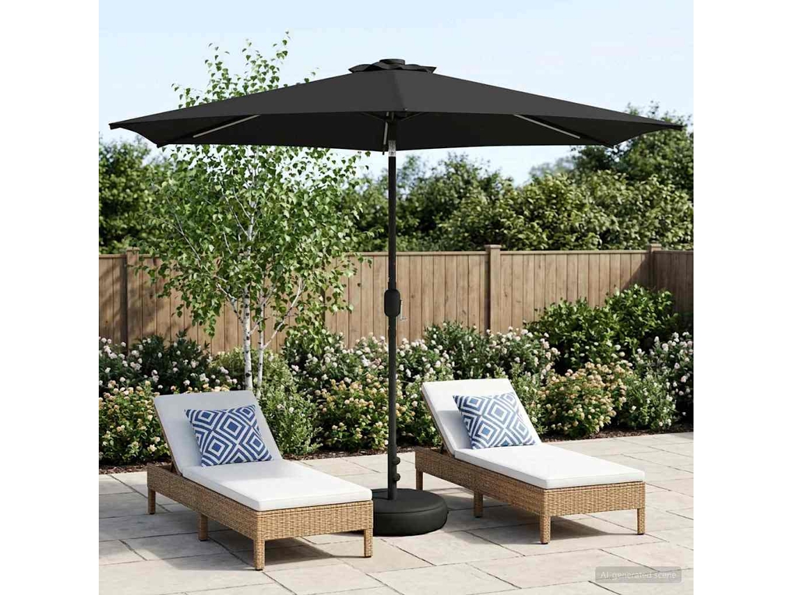 Vidaxl Parasol De Jardim Com Luzes Led E Base 300 X 300 Cm Poliéster