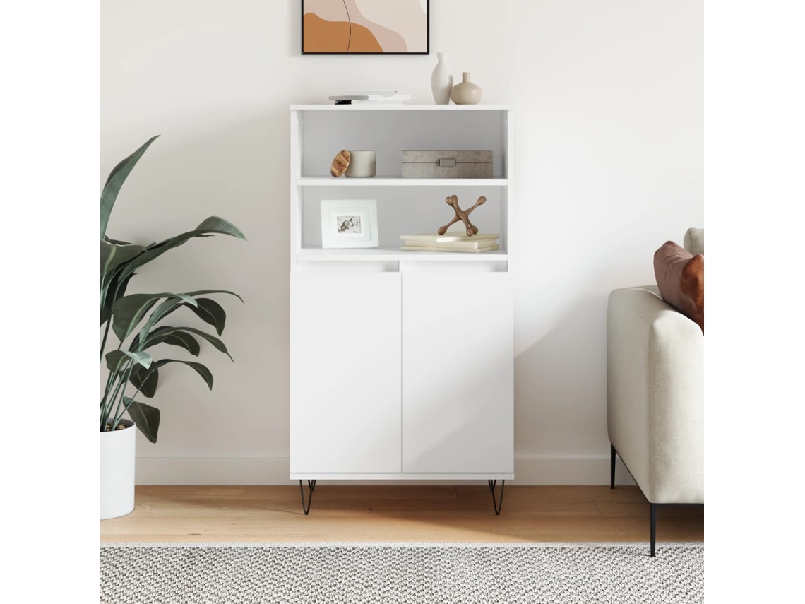 Vidaxl Aparador Alto 60x36x110 Cm Derivados De Madeira Branco