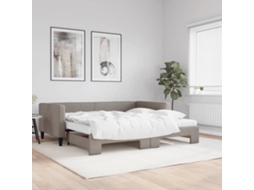 Vidaxl Sofá-cama + Gavetão/colchões 100x200cm Tecido Cinza-acastanhado