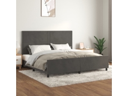 Vidaxl Estrutura De Cama Sem Colchão 200x200 Cm Veludo Cinzento-escuro