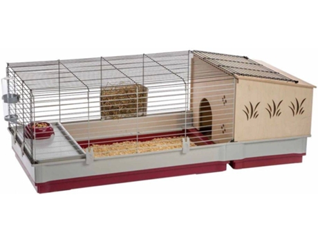 Gaiola para Coelhos  (Vermelho - 142x60x50cm - Aço)