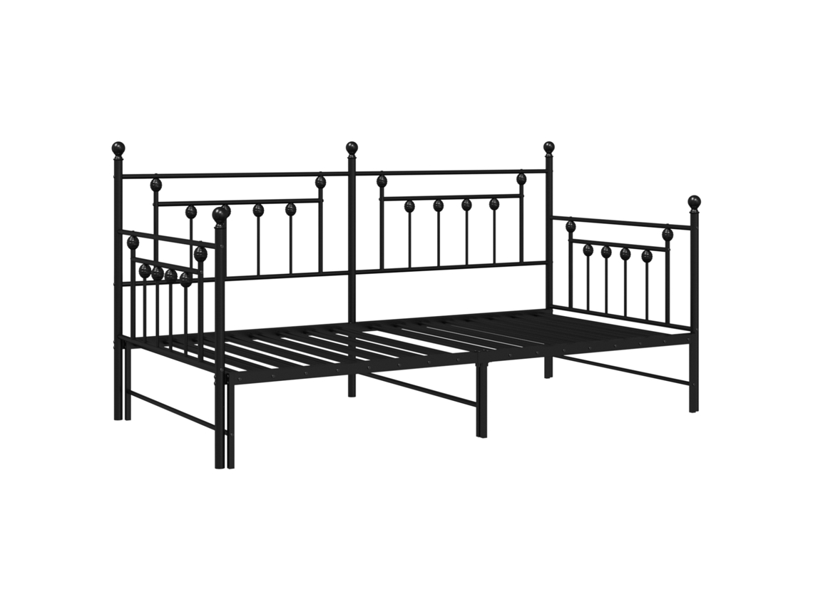 Conjunto 1 Estrutura De Cama De Dia Vidaxl Preto Aço Revestido A Pó (90 X 200 Cm)