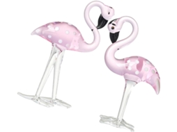 2 Pequenas Estatuetas de Flamingo Feitas de Cristal Artístico, Decoração de Mesa Rosa, Decoração Às Intempéries para CHABERLU