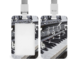 Porta Crachá Com Prendedor, Teclas De Piano Fofas Com Notas Musicais, Porta Crachá Impresso Com Cordão, Porta