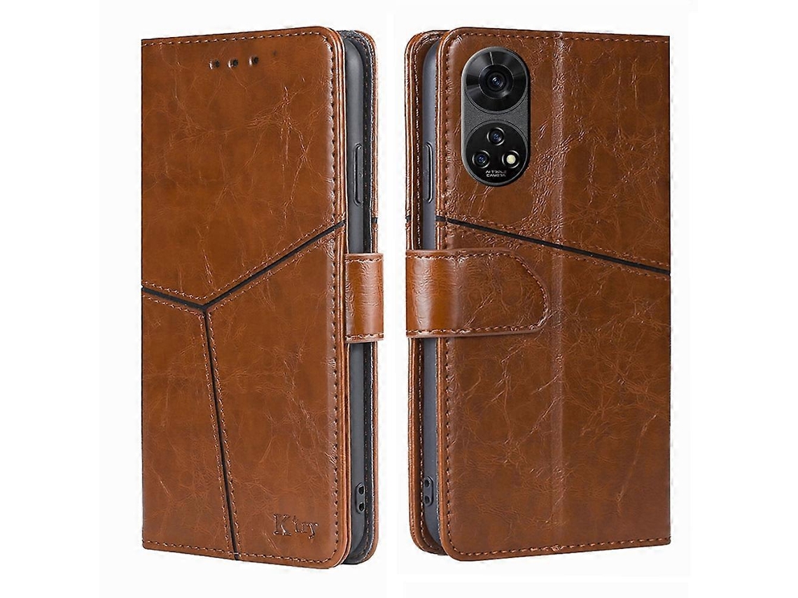 Capa De Couro Para Celular Com Costura Geométrica