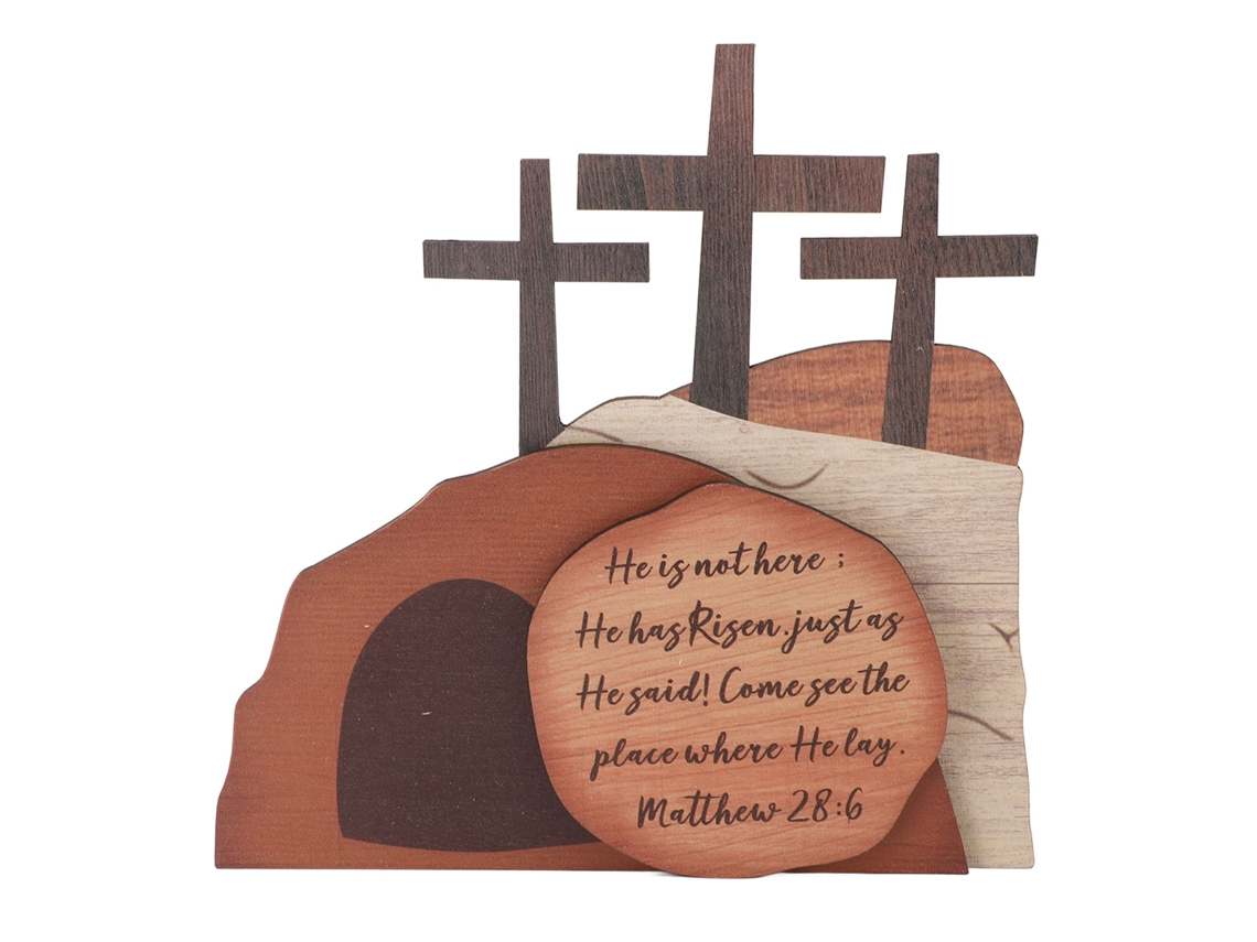 Decoração de Páscoa em Madeira com Cena Religiosa da Ressurreição LAXISCREED para Casa e Escritório
