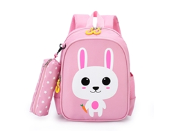 Mochila Eifson Coelho Com Estojo, 30x24x12cm, 3-12 Anos - Rosa