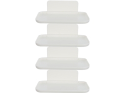Conjunto De 4-prateleiras Armazenamento Para Banheiro Dobráveis, Em Plástico, Com Adesivo, Sem Furos, Para Pequenos