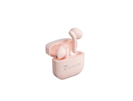 Fones de ouvido sem fio verdadeiros rosa Techmade Earbuds XM201