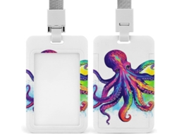 Porta-cracha colorido com estampa em pó, suporte de plástico resistente, para cartões de identificação e cartões.