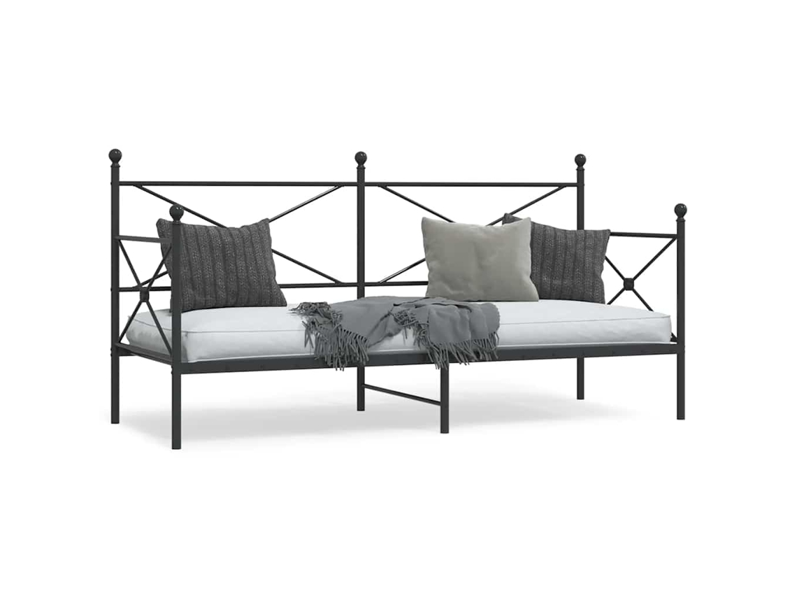Cama De Dia Sem Colchão 80x200 Cm Aço Preto